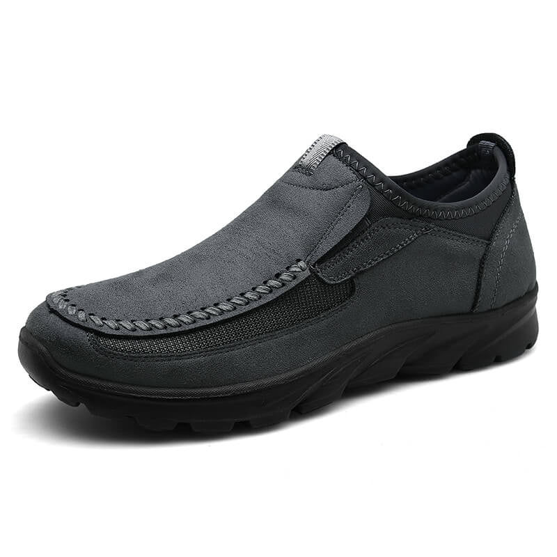 Komfort Slipper Mokassin Geruchshemmend Slip-On Grau