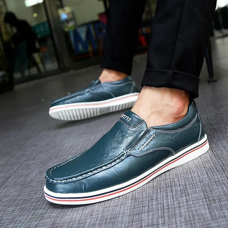 Italien Leder Slipper Mokassin Schwarz