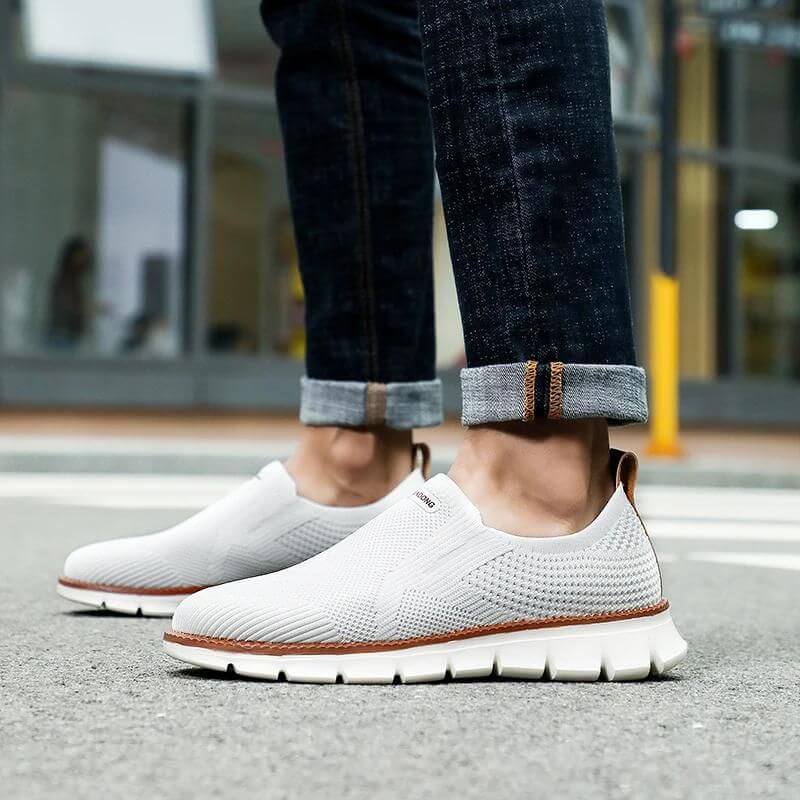 Knit Komfort Turnschuhe Slip-On Reinschlüpfen Weiß