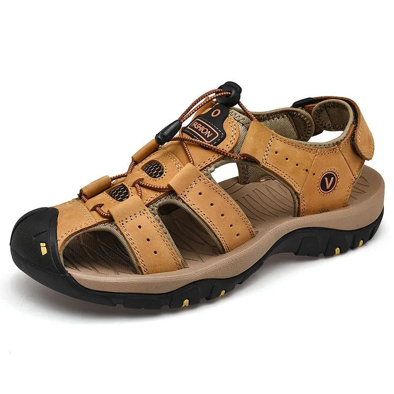 Leder Orthopädische Sandalen Geruchshemmend Hellbraun