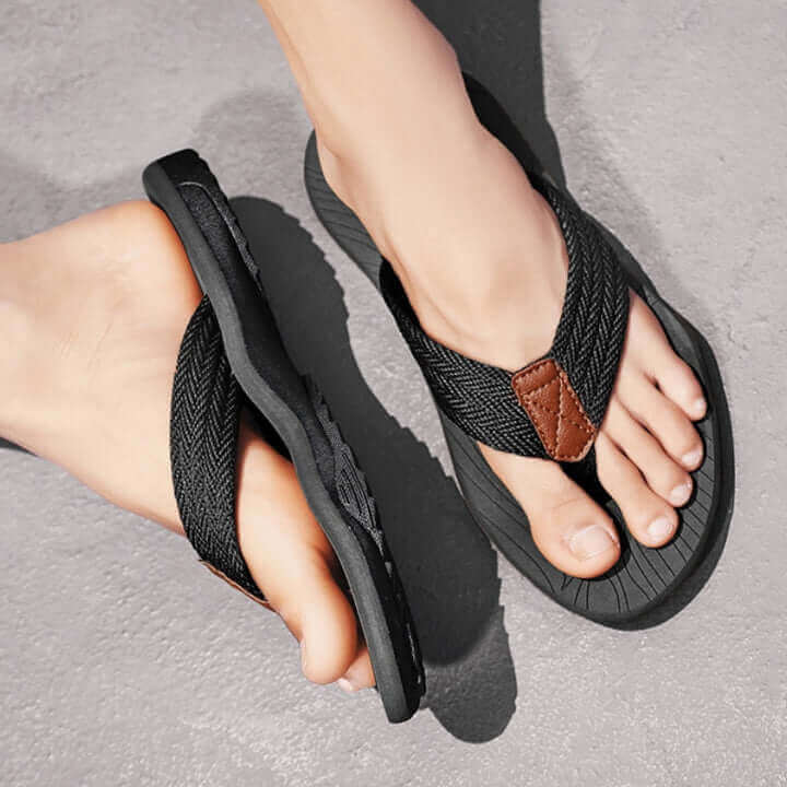 Comfort Orthopädischer Sandalen Anti Odor Zehentrenner Schwarz