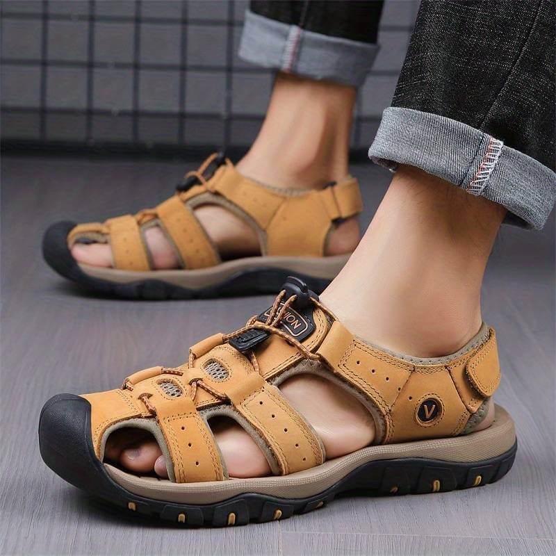 Leder Orthopädische Sandalen Geruchshemmend Hellbraun