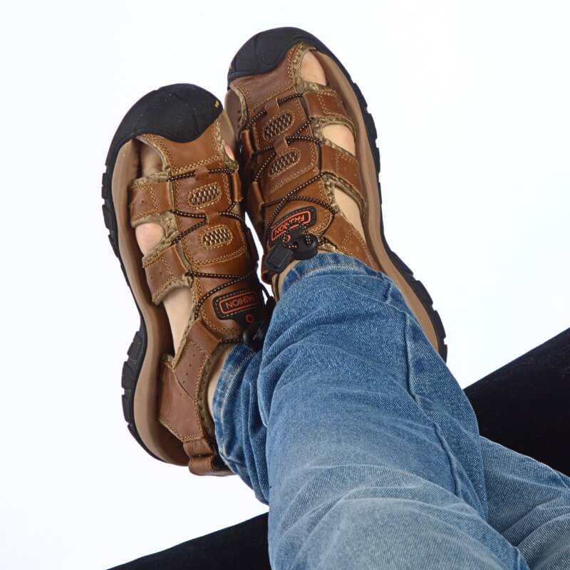 Leder Orthopädische Sandalen Geruchshemmend Braun