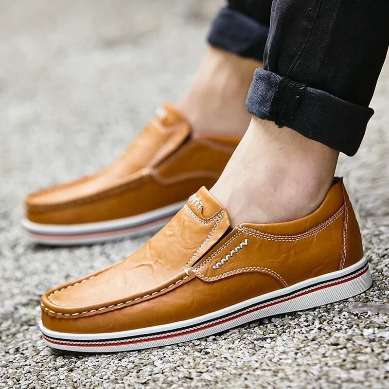 Italien Leder Slipper Mokassin Braun