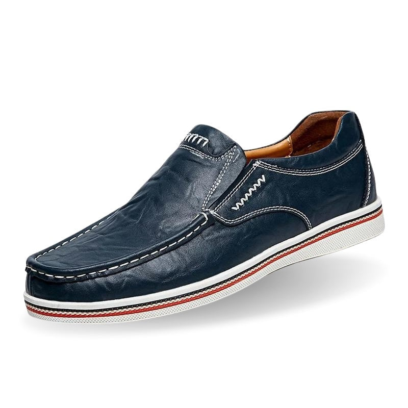 Italien Leder Slipper Mokassin Blau