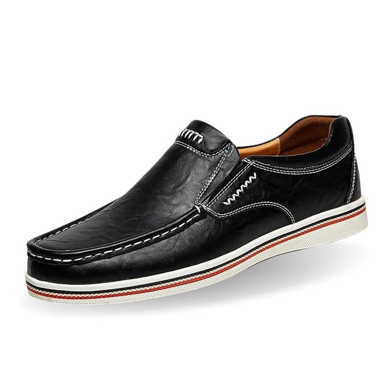 Italien Leder Slipper Mokassin Schwarz
