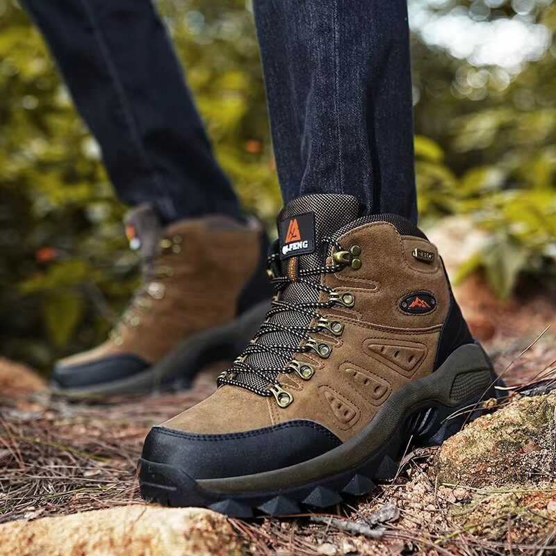 Outdoor Lederstiefel Wasserdichter Wanderschuhe Braun