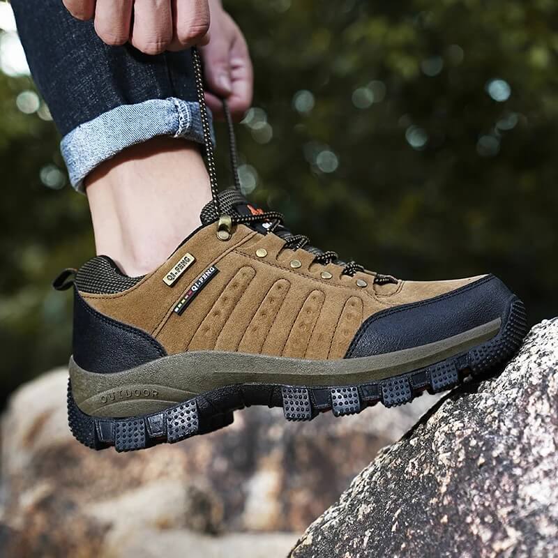 Outdoor Wanderschuh Leder Wasserdicht Trekking und Arbeit Camel