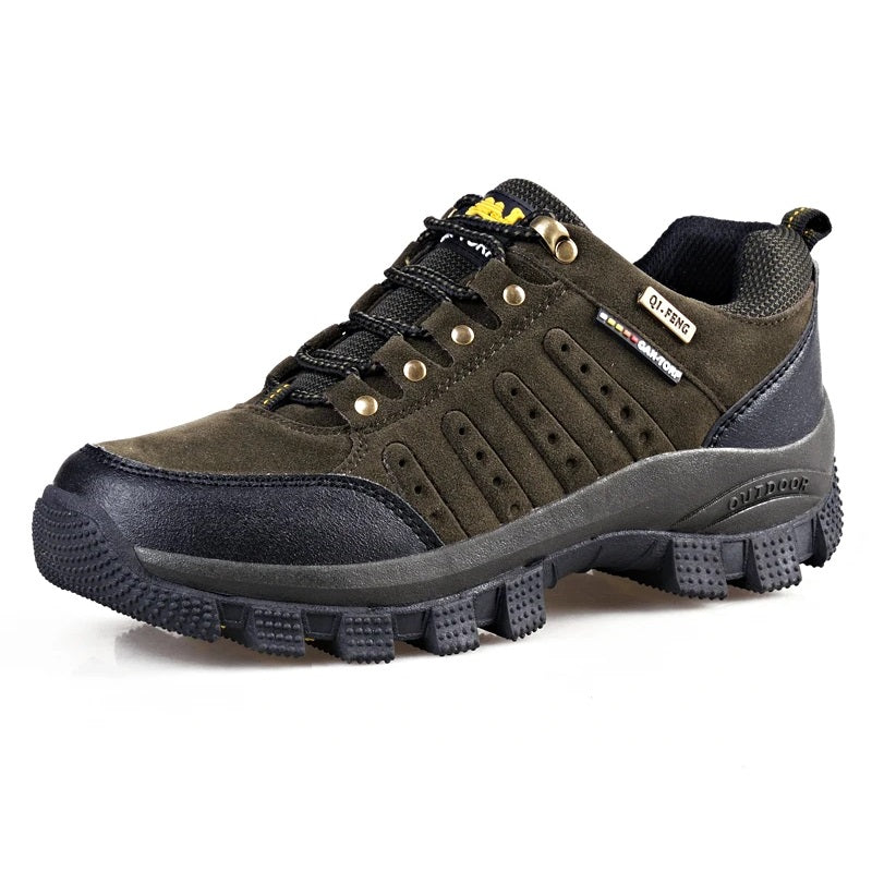 Outdoor Wanderschuh Leder Wasserdicht Trekking und Arbeit Grün