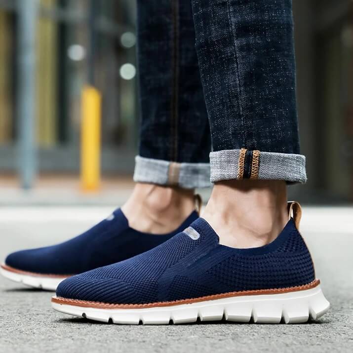 Knit Komfort Turnschuhe Slip-On Reinschlüpfen Blau